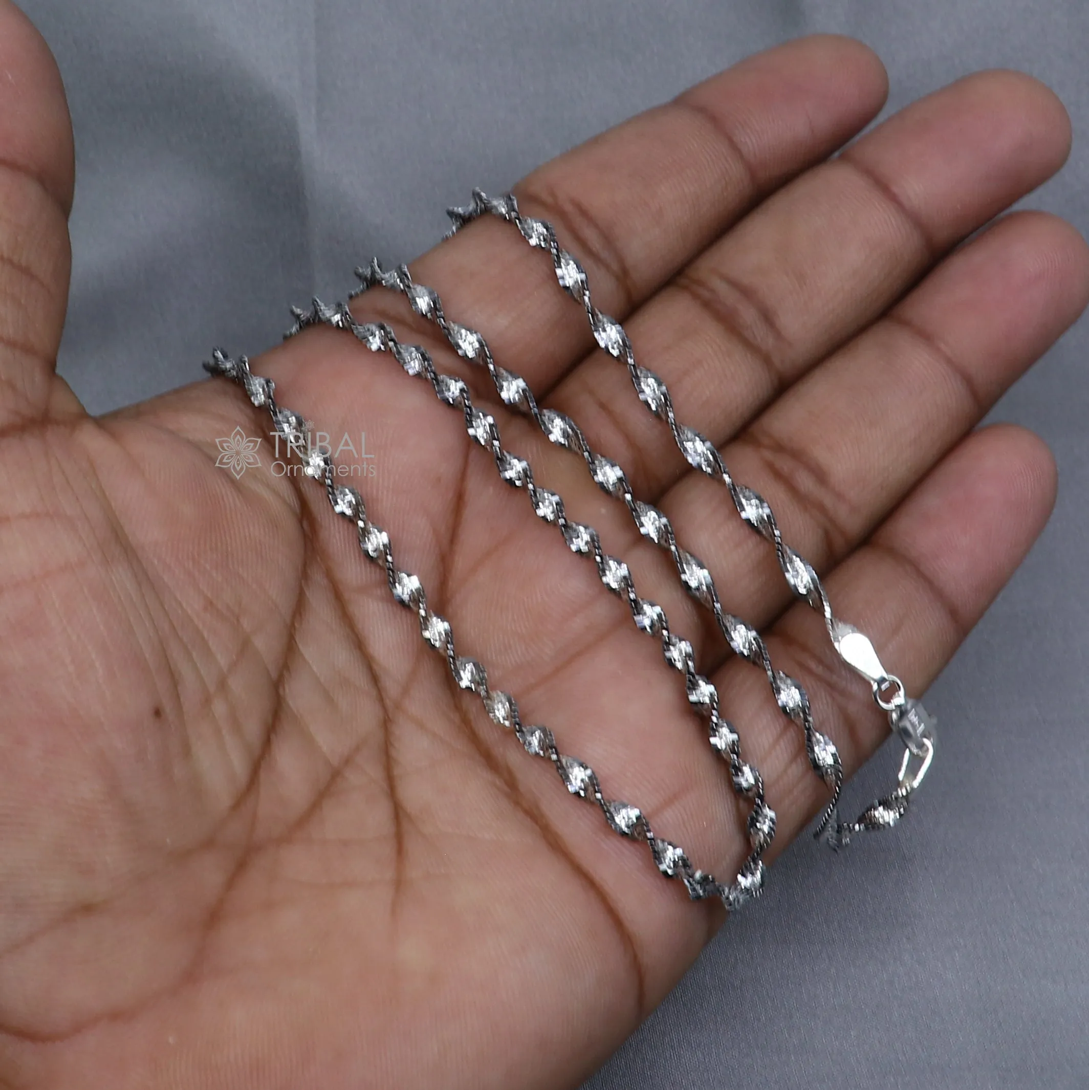 10.5" 925 sterling silver twisting chain anklet bracelet amazing light weight ankle jewelry ank652