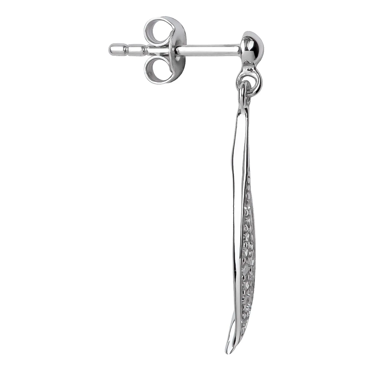 10k White Gold Dangle Diamond Curved Drop Earrings