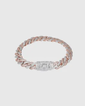 10mm Iced Prong Link Bracelet - 2 Tone