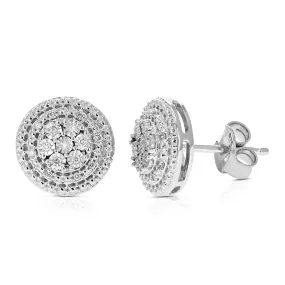 1/10 cttw Round Cut Lab Grown Diamond Prong Set Stud Earrings in .925 Sterling Silver with Push Back