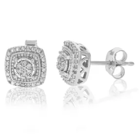 1/10 cttw Round Lab Grown Diamond Stud Earring .925 Sterling Silver Prong Set