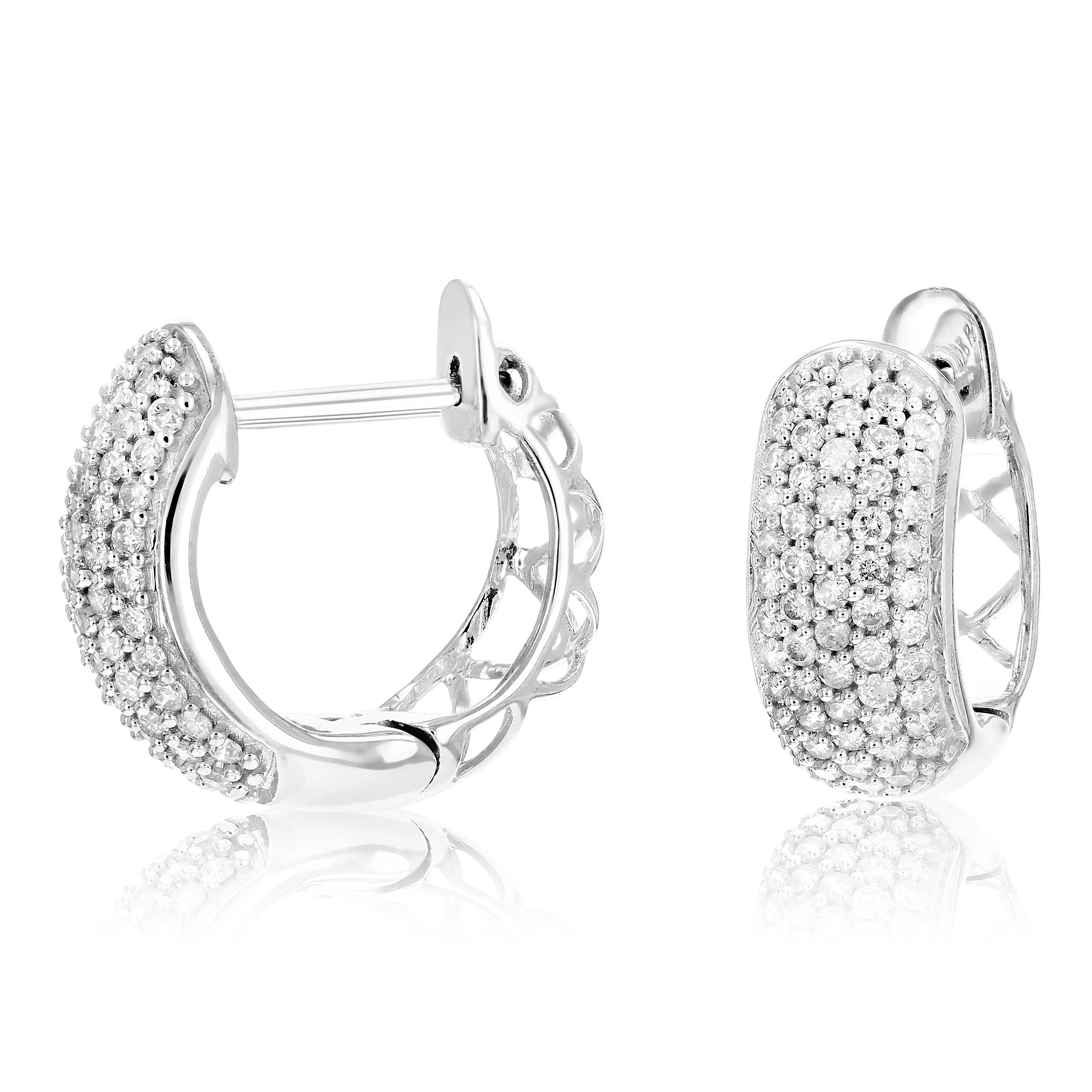 1/2 cttw Composite Diamond Hoop Earrings in .925 Sterling Silver