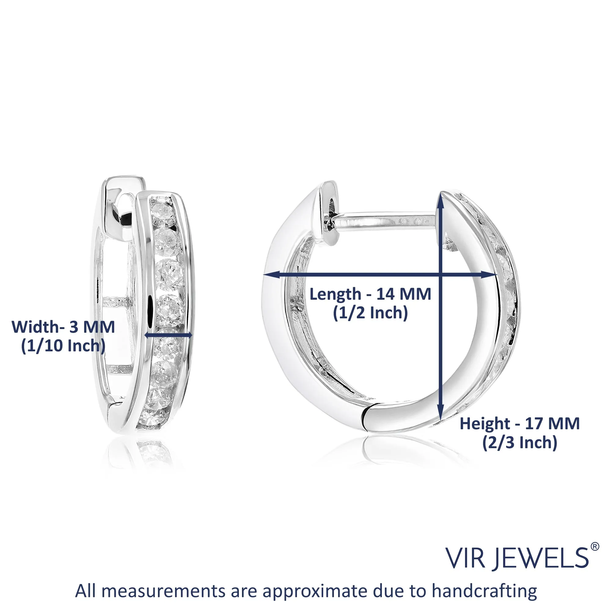1/2 cttw Diamond Channel Hoop Earrings in Sterling Silver