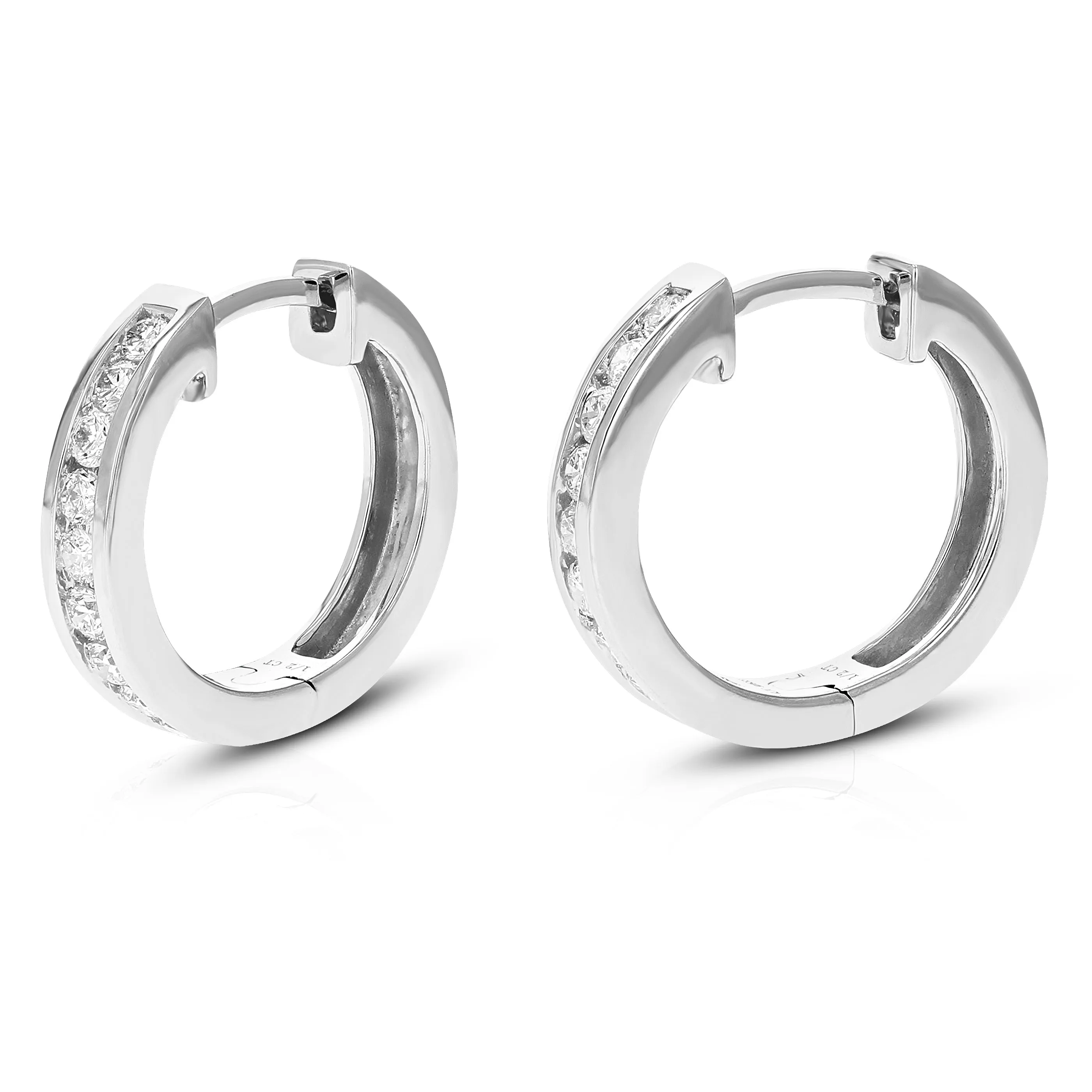 1/2 cttw Round Cut Lab Grown Diamond Hoop Earrings in .925 Sterling Silver Channel Set 1/2 Inch