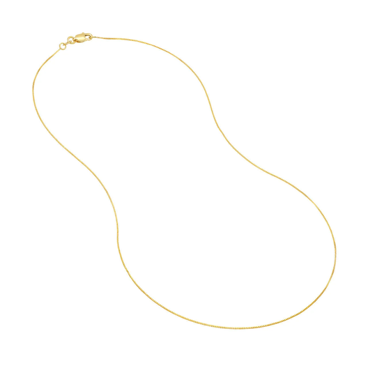 14K Yellow Gold and White Gold 0.55mm Box Chain Necklaces with Lobster Lock