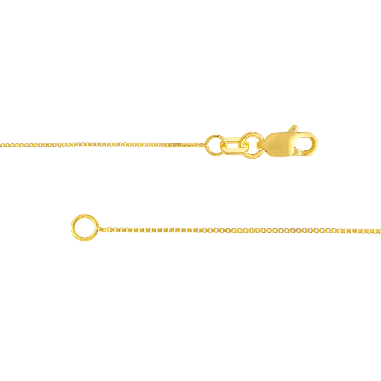 14K Yellow Gold and White Gold 0.55mm Box Chain Necklaces with Lobster Lock