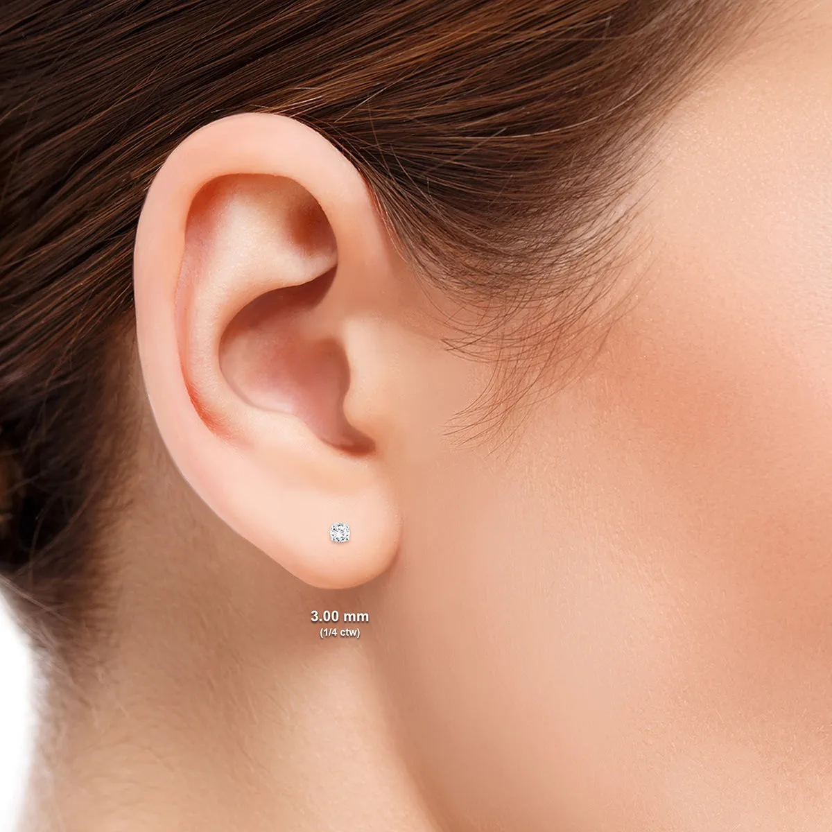 1/5 Carat Tw Round Solitaire Diamond Stud Earrings In .925 Sterling Silver