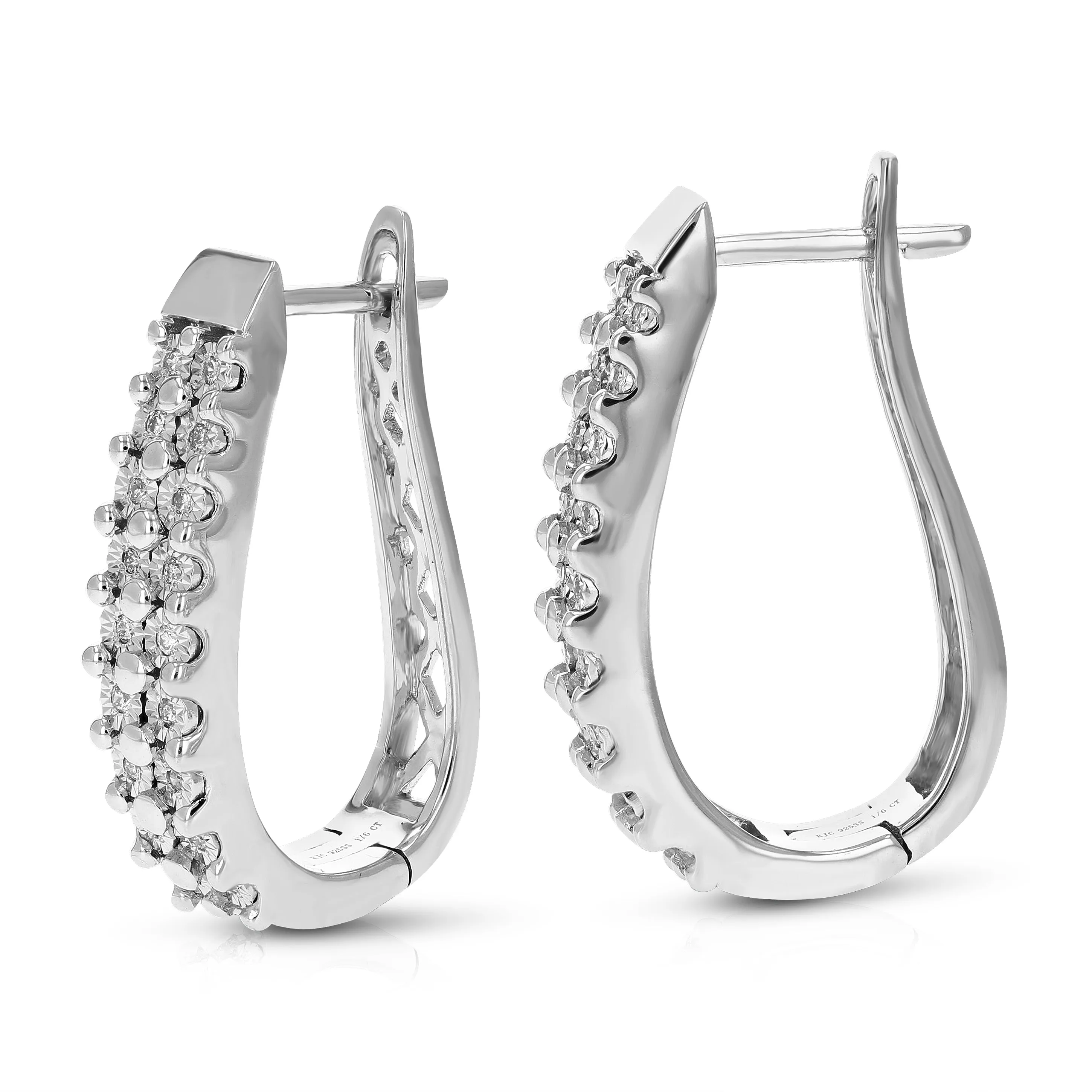 1/6 cttw Round Cut Lab Grown Diamond Hoop Earrings in .925 Sterling Silver Prong Set 3/4 Inch