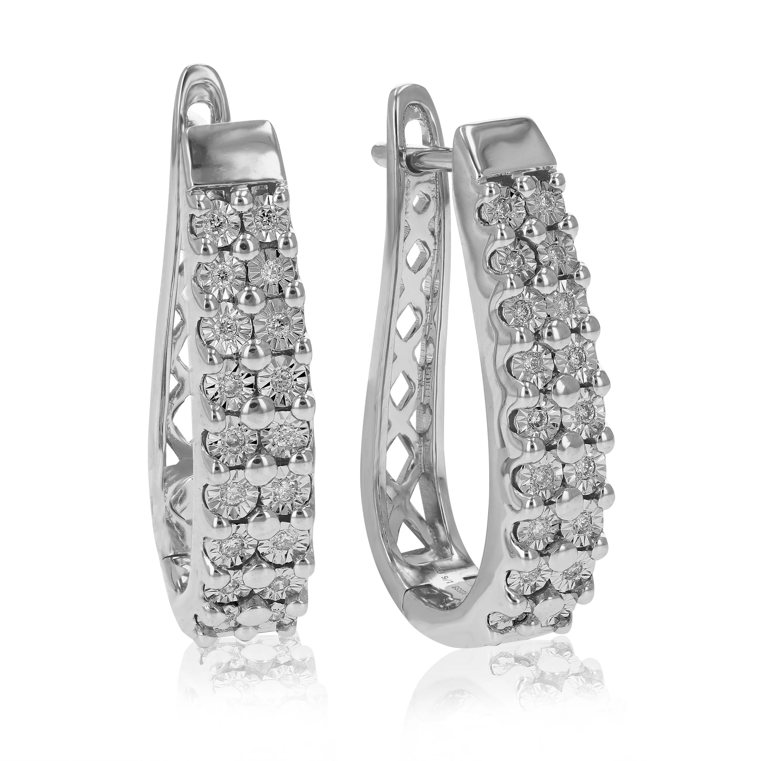 1/6 cttw Round Cut Lab Grown Diamond Hoop Earrings in .925 Sterling Silver Prong Set 3/4 Inch