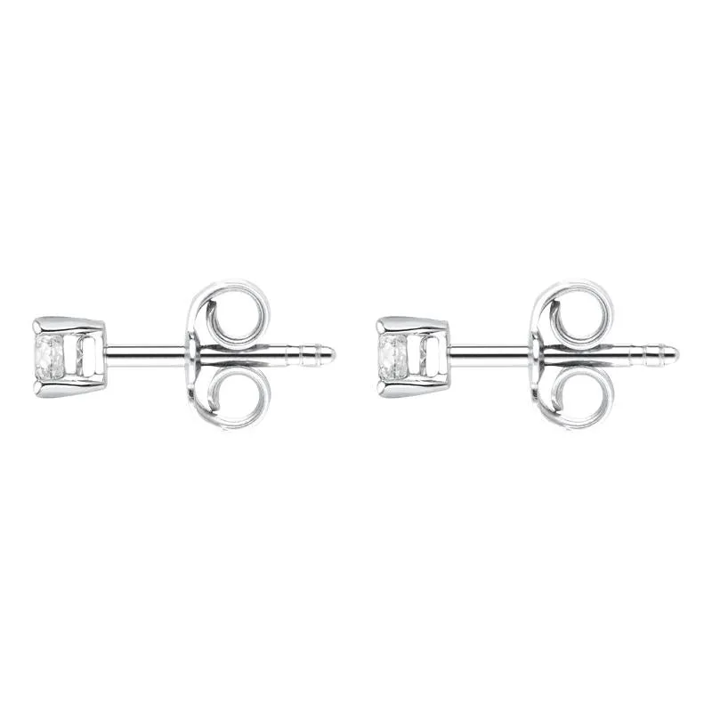 18ct White Gold .15ct Diamond Solitaire Stud Earrings D