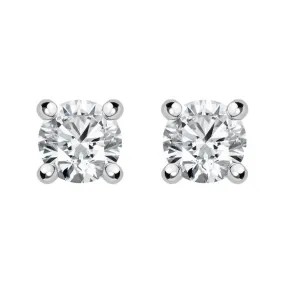 18ct White Gold .15ct Diamond Solitaire Stud Earrings D