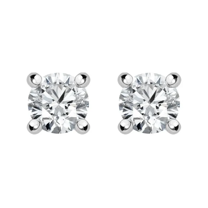 18ct White Gold .15ct Diamond Solitaire Stud Earrings D