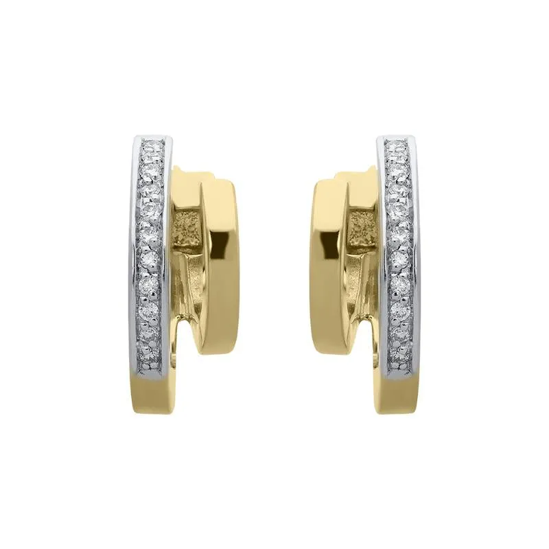 18ct Yellow Gold .12ct Diamond Shaped Hoop Earrings