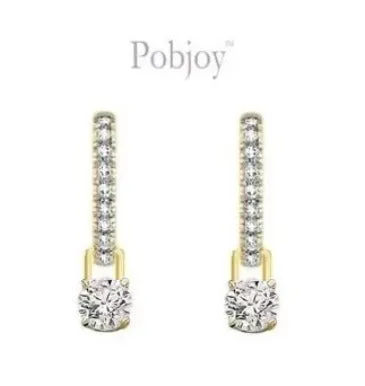 18K Gold Huggie Diamond Drop Earrings GIA