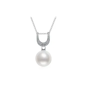 18K Solid Gold Diamond Australian White South Sea Pearl Necklace KN00133