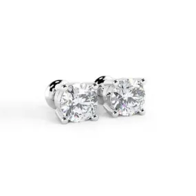 18K White Gold 0.80 Carat Diamond Stud Earrings - F/Si