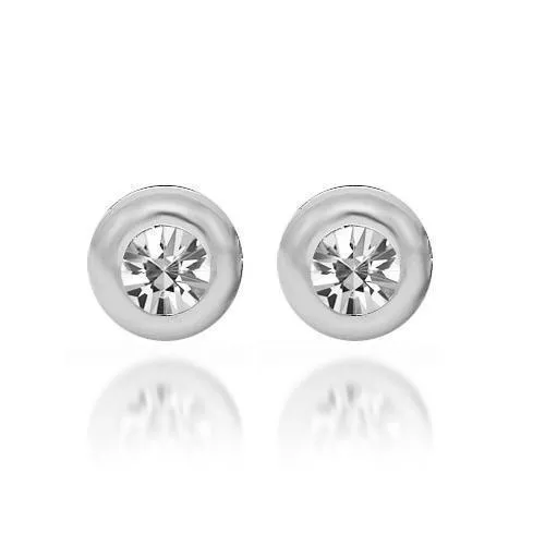 18K White Solid Gold Diamond Solitaire  Stud Earrings 0.50 Ctw