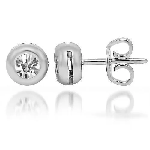 18K White Solid Gold Diamond Solitaire  Stud Earrings 0.50 Ctw