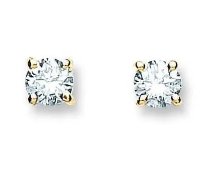 18K White/Yellow Gold 0.50 Carat Solitaire Diamond Stud Earrings H/Si