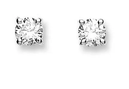 18K White/Yellow Gold 0.50 Carat Solitaire Diamond Stud Earrings H/Si