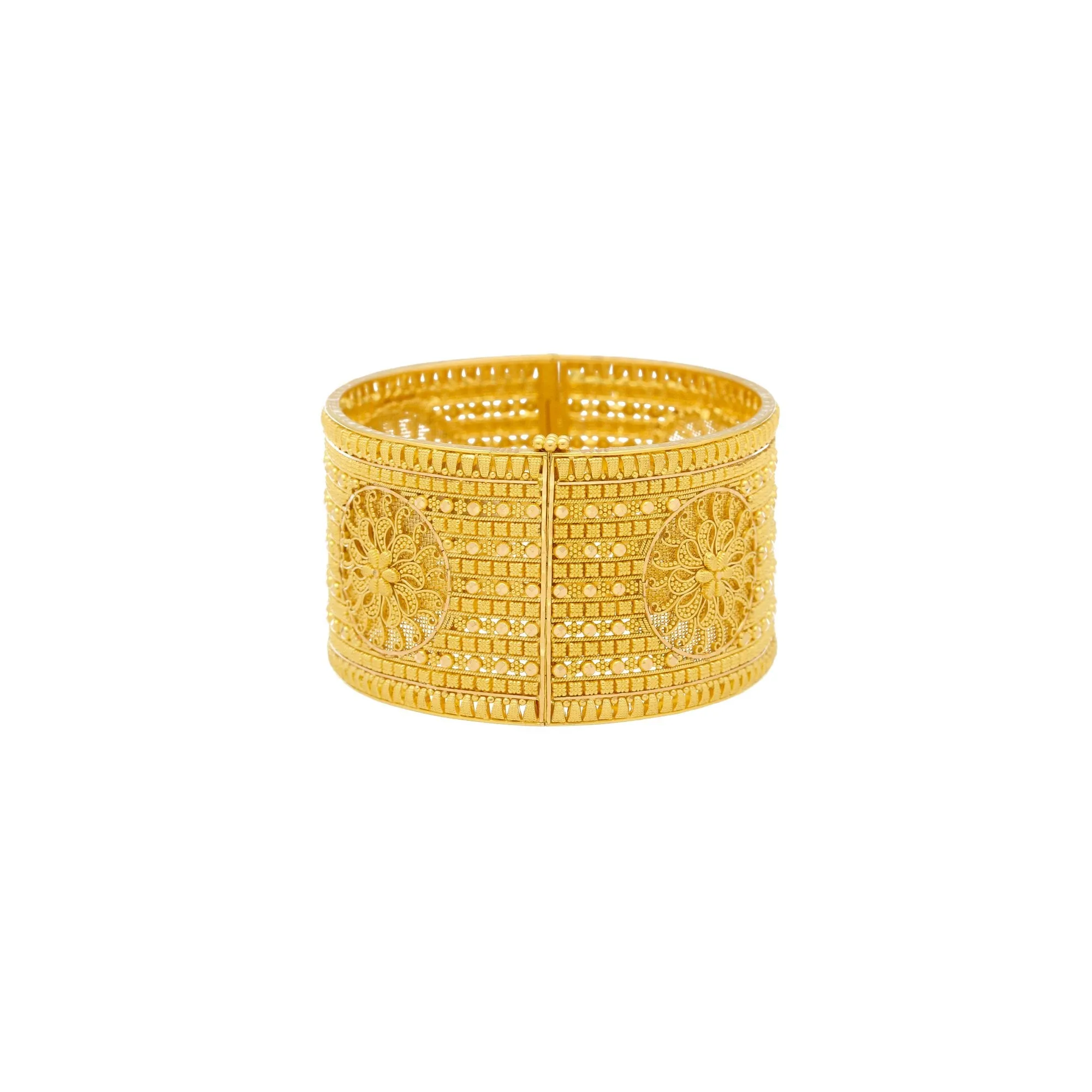 22K Yellow Gold Rising Sun Cuff Bangle