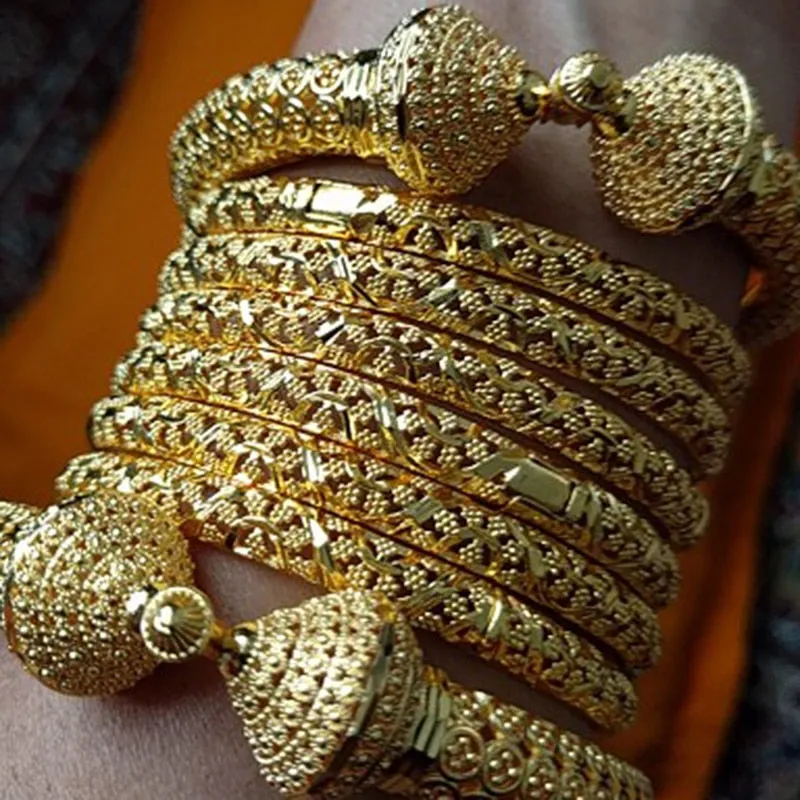24k Luxury wedding Dubai Bangles Gold Color Bangles For Women