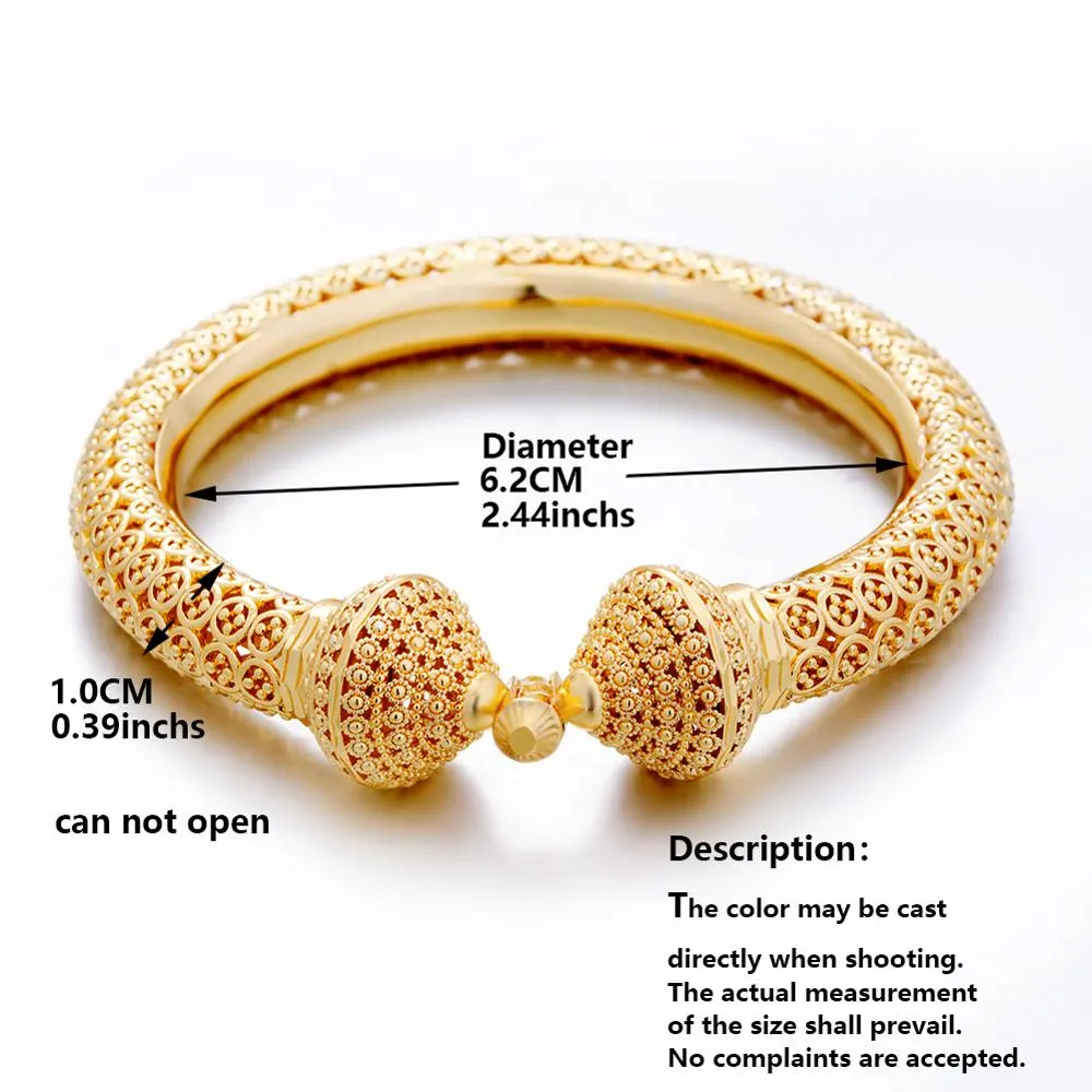 24k Luxury wedding Dubai Bangles Gold Color Bangles For Women