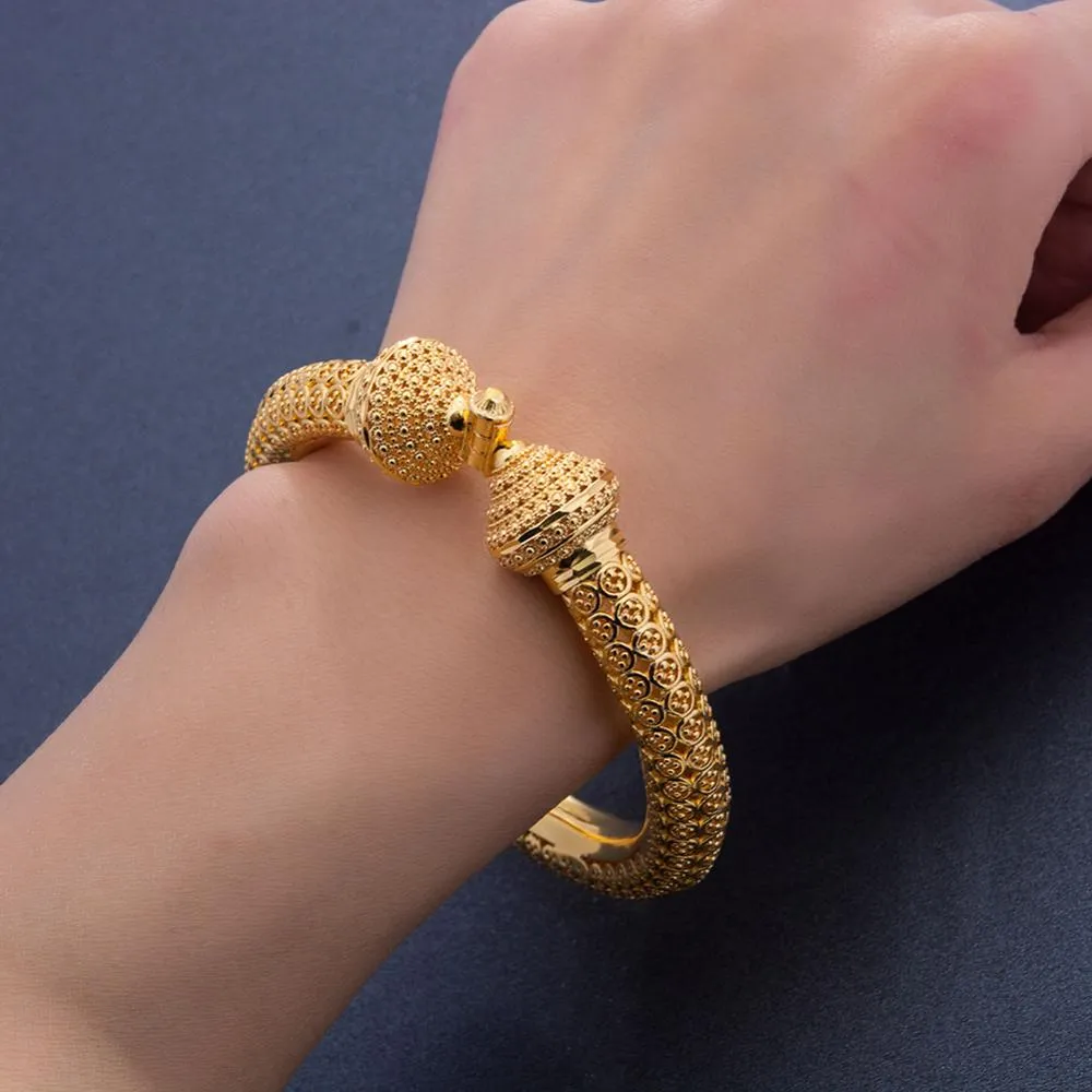24k Luxury wedding Dubai Bangles Gold Color Bangles For Women