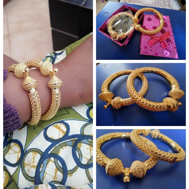 24k Luxury wedding Dubai Bangles Gold Color Bangles For Women