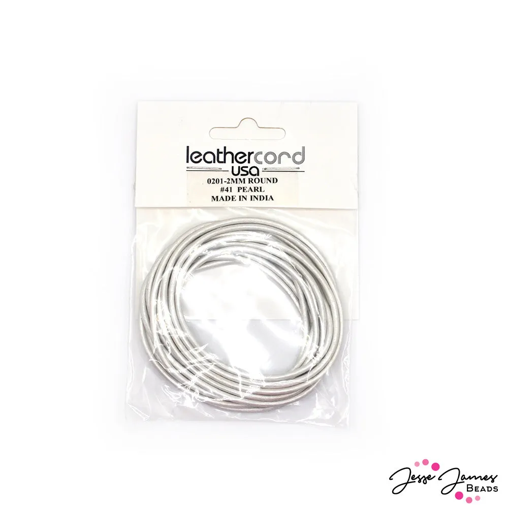 2mm Round LeatherCord USA Pearl