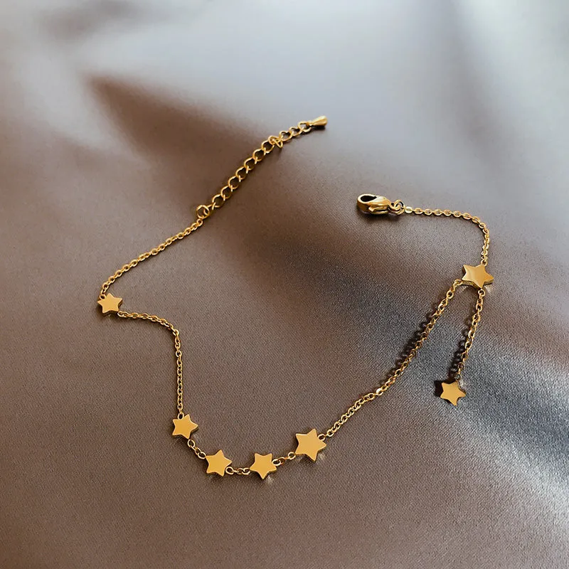 316L Stainless Steel Gold Color Star Bracelets Foot Accessories Anklets