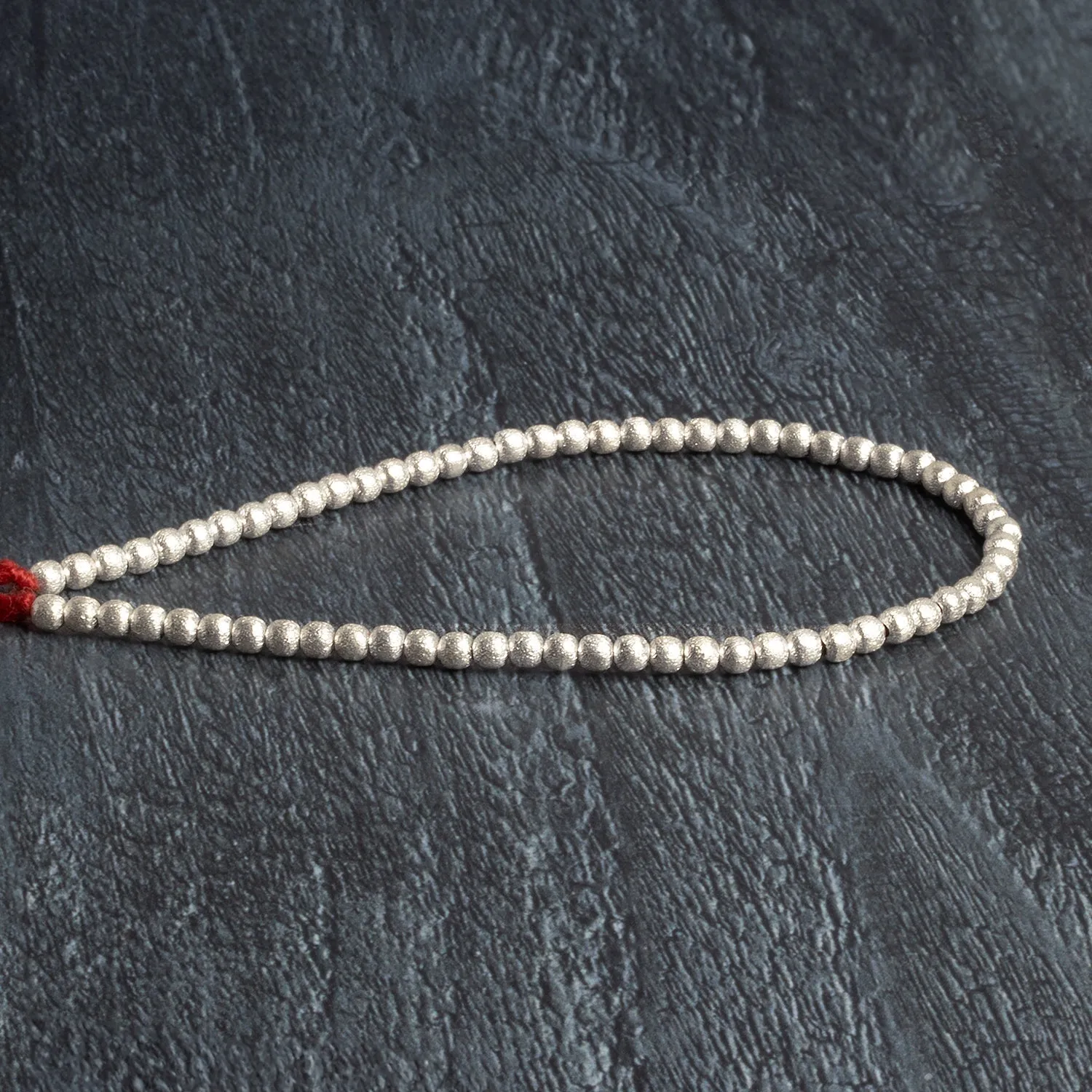 3mm Sterling Silver Plated Copper Brushed Rounds 8 inch 66 beads