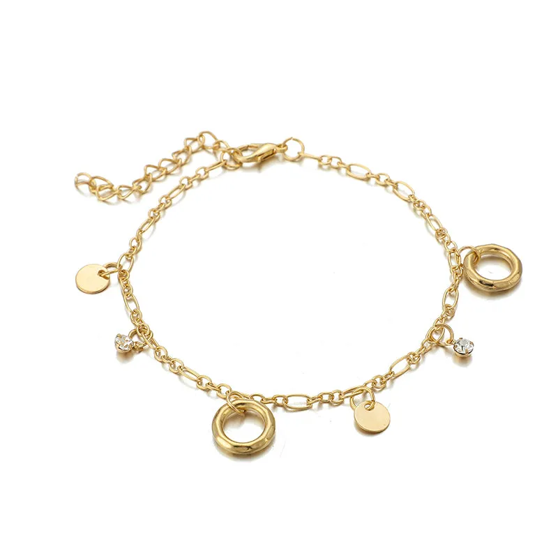 3pcs/sets Clear Crystal Stone Tassel Anklets for Women