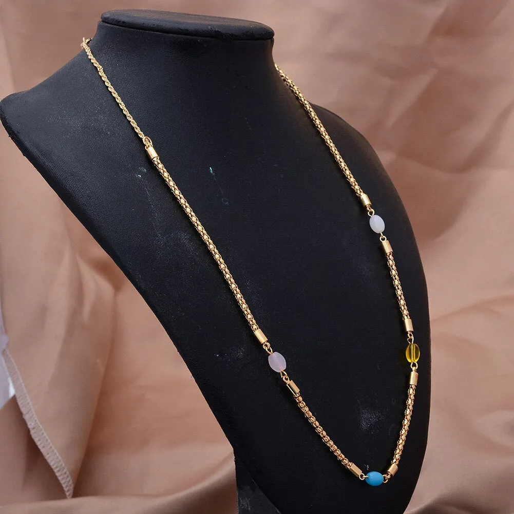 60cm Gold Color Necklaces For Women/Girl Gold Color Initial Pendant
