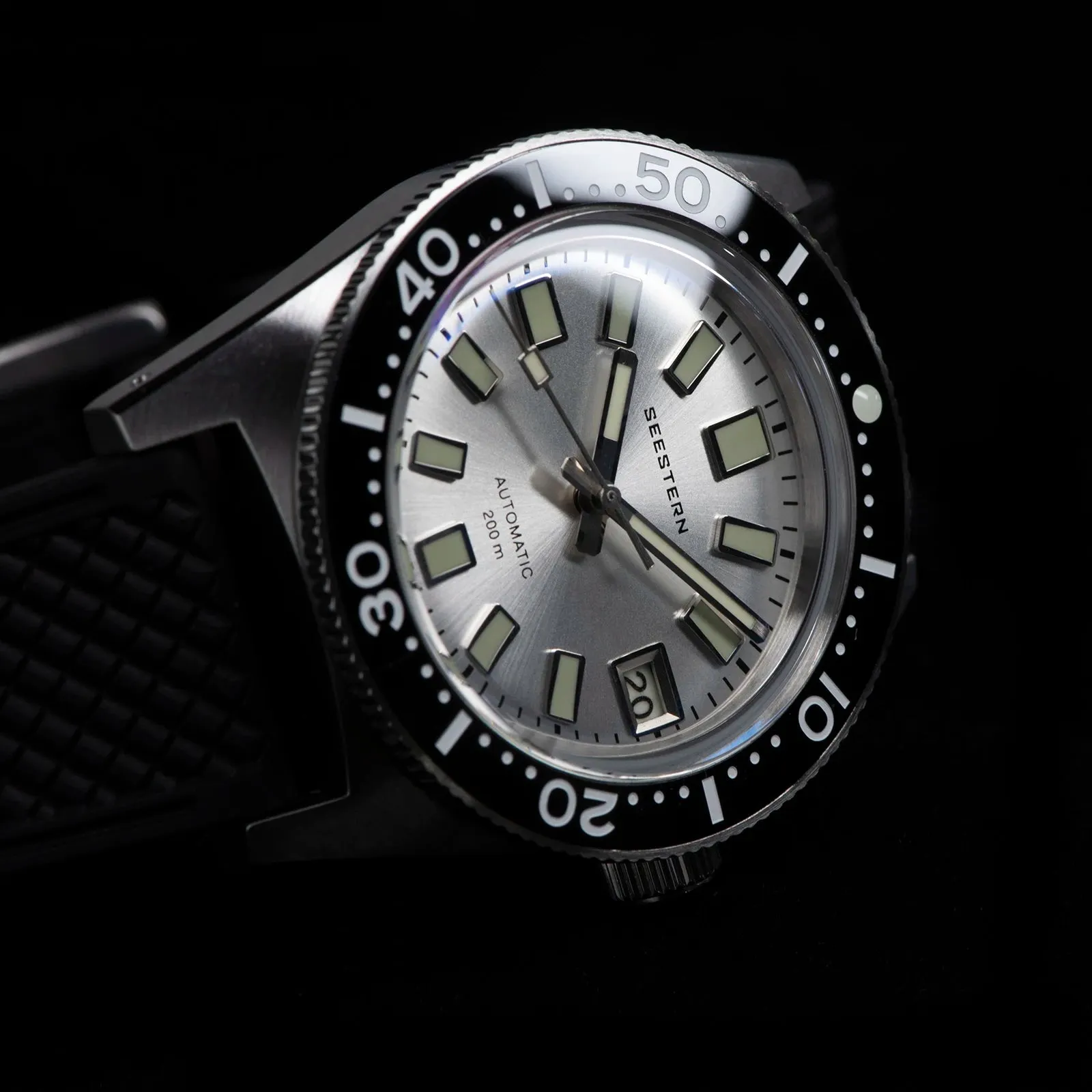 62MAS Diving Watch Men Automatic NH35 Movement Mechanical Wristwatch Luminous Sapphire Glass Bracelet with FKM Rubber