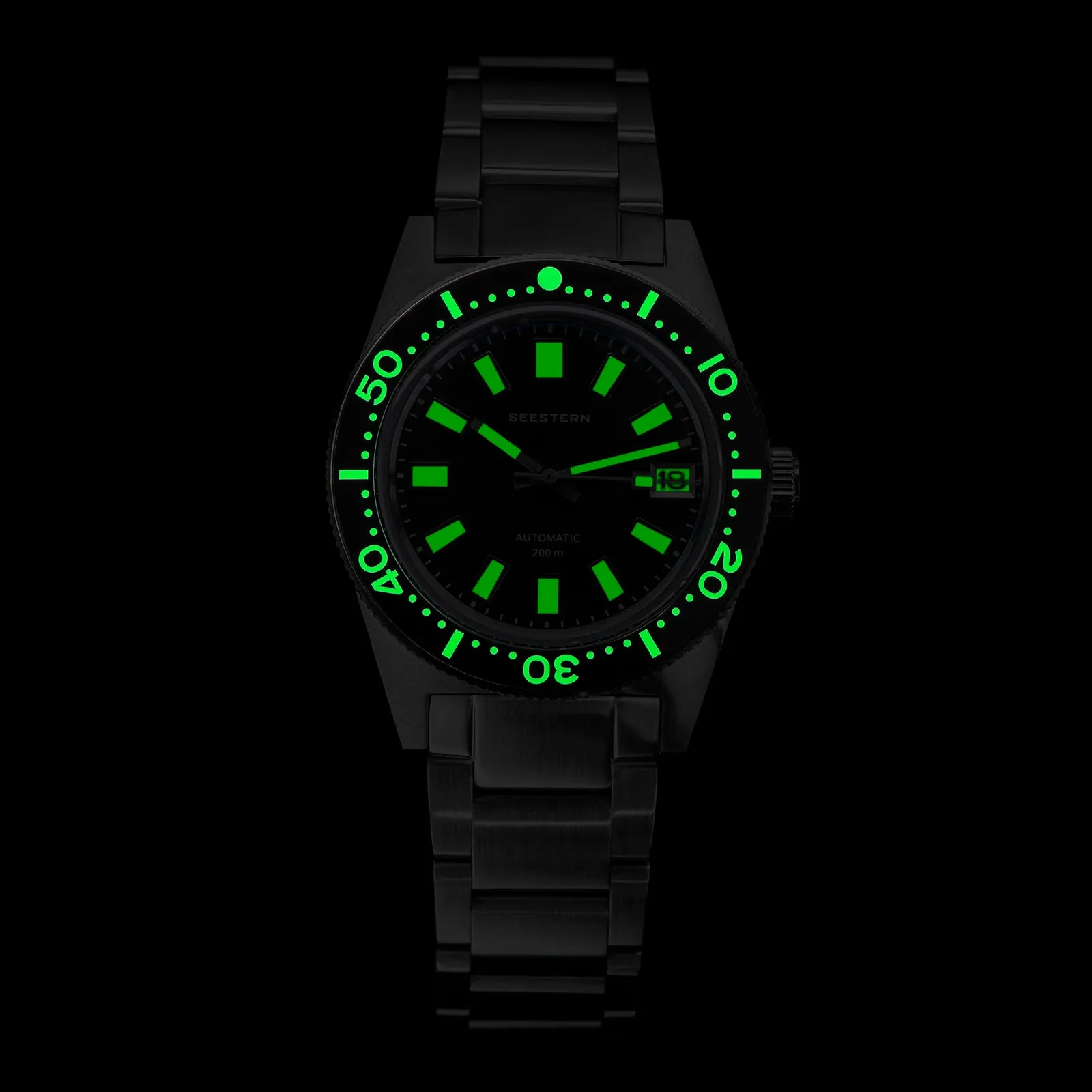 62MAS Diving Watch Men Automatic NH35 Movement Mechanical Wristwatch Luminous Sapphire Glass Bracelet with FKM Rubber