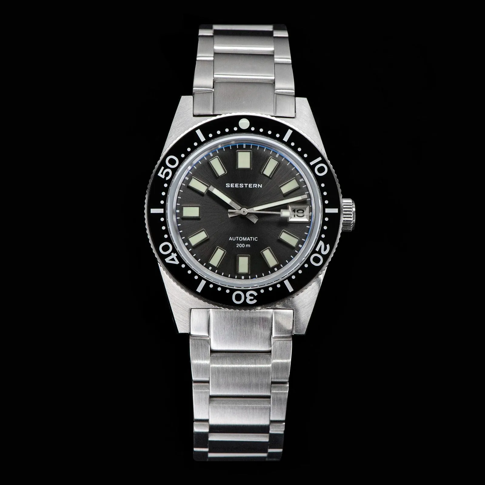62MAS Diving Watch Men Automatic NH35 Movement Mechanical Wristwatch Luminous Sapphire Glass Bracelet with FKM Rubber