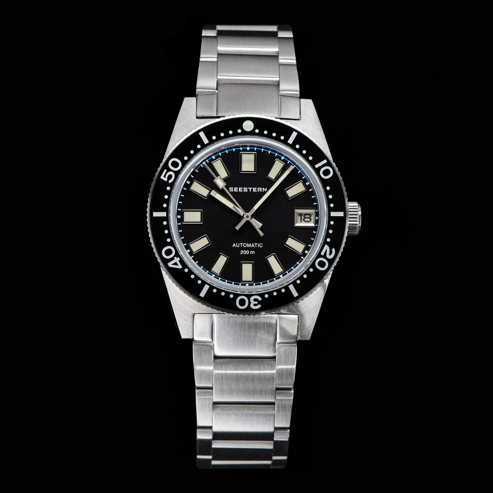 62MAS Diving Watch Men Automatic NH35 Movement Mechanical Wristwatch Luminous Sapphire Glass Bracelet with FKM Rubber