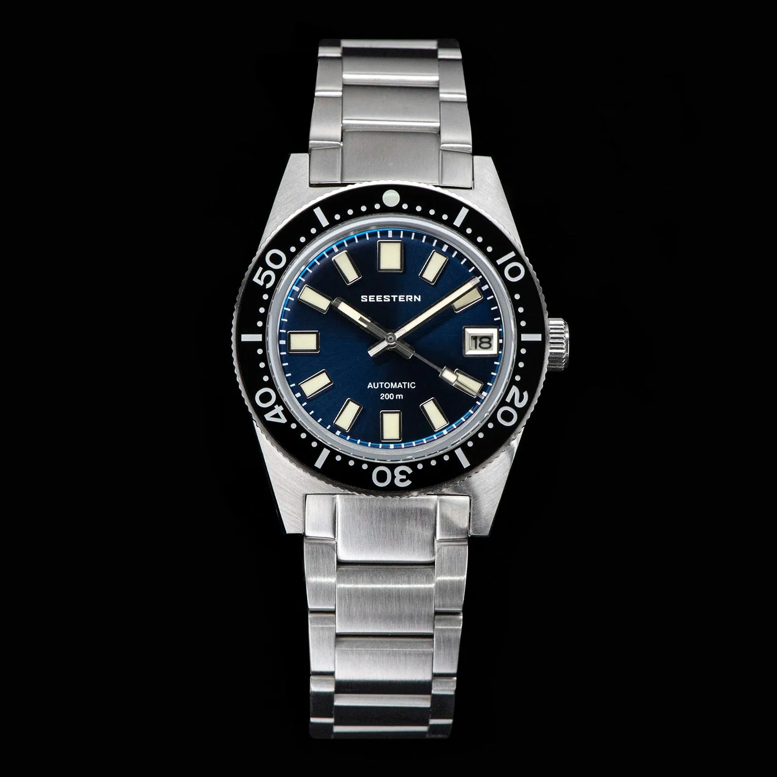 62MAS Diving Watch Men Automatic NH35 Movement Mechanical Wristwatch Luminous Sapphire Glass Bracelet with FKM Rubber