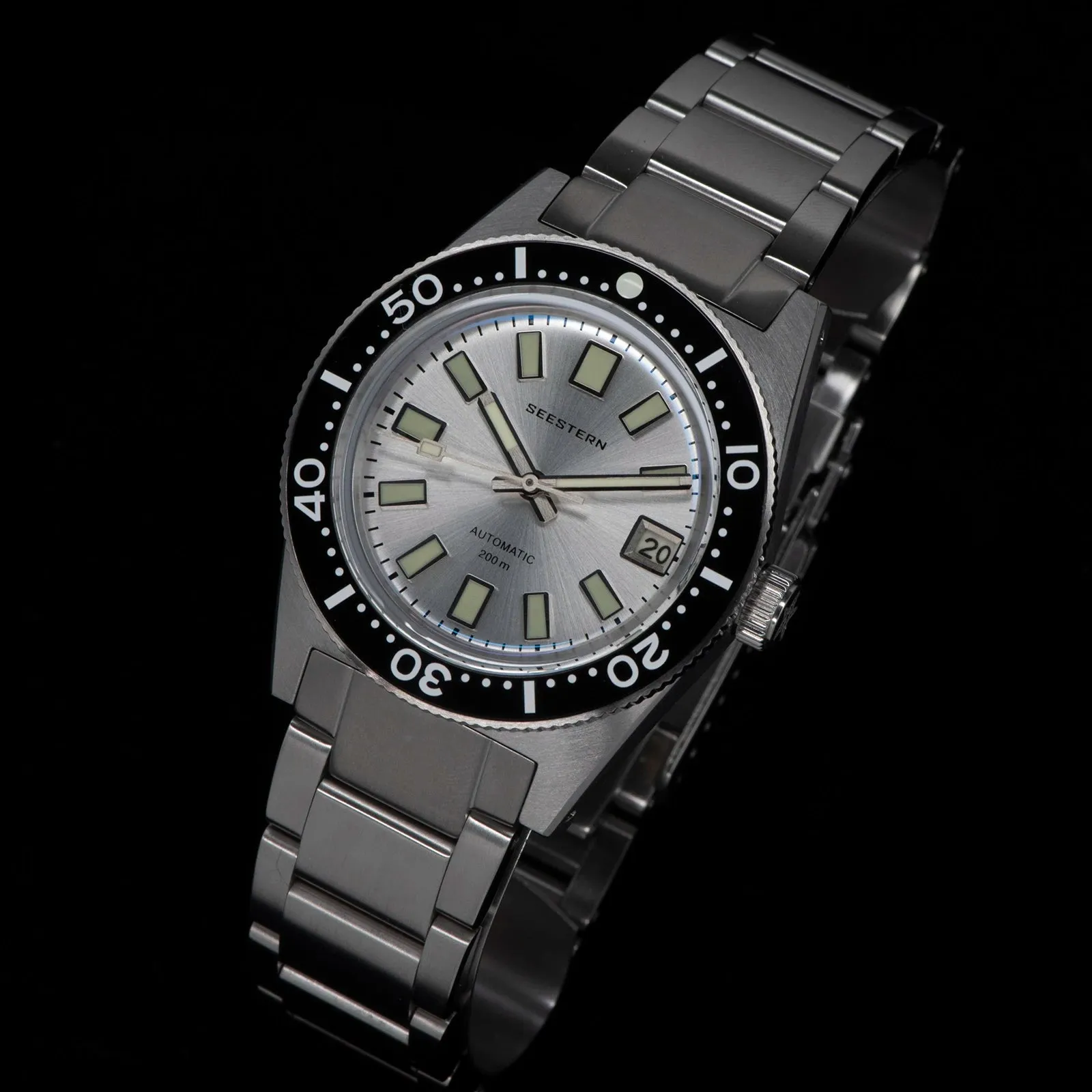 62MAS Diving Watch Men Automatic NH35 Movement Mechanical Wristwatch Luminous Sapphire Glass Bracelet with FKM Rubber