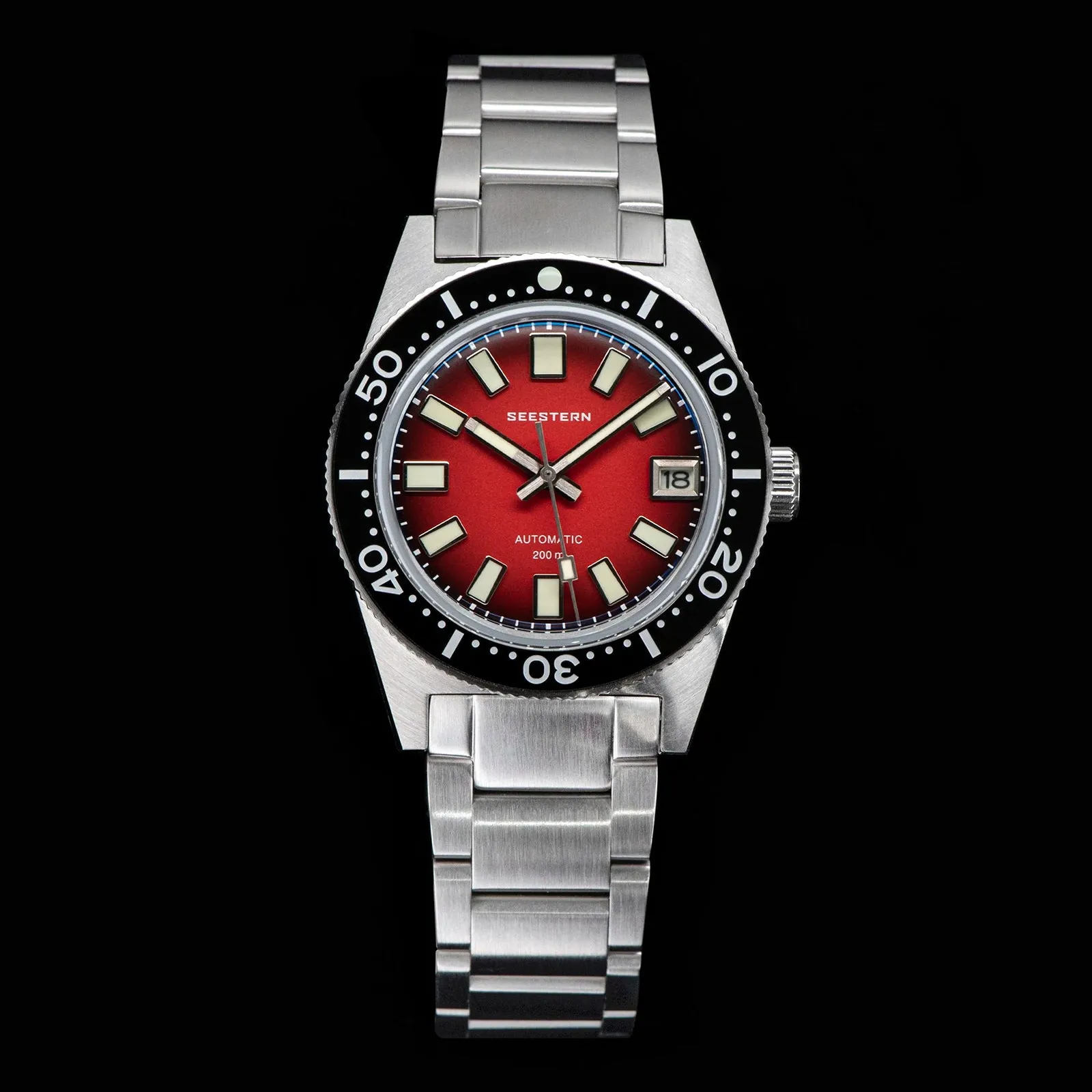 62MAS Diving Watch Men Automatic NH35 Movement Mechanical Wristwatch Luminous Sapphire Glass Bracelet with FKM Rubber