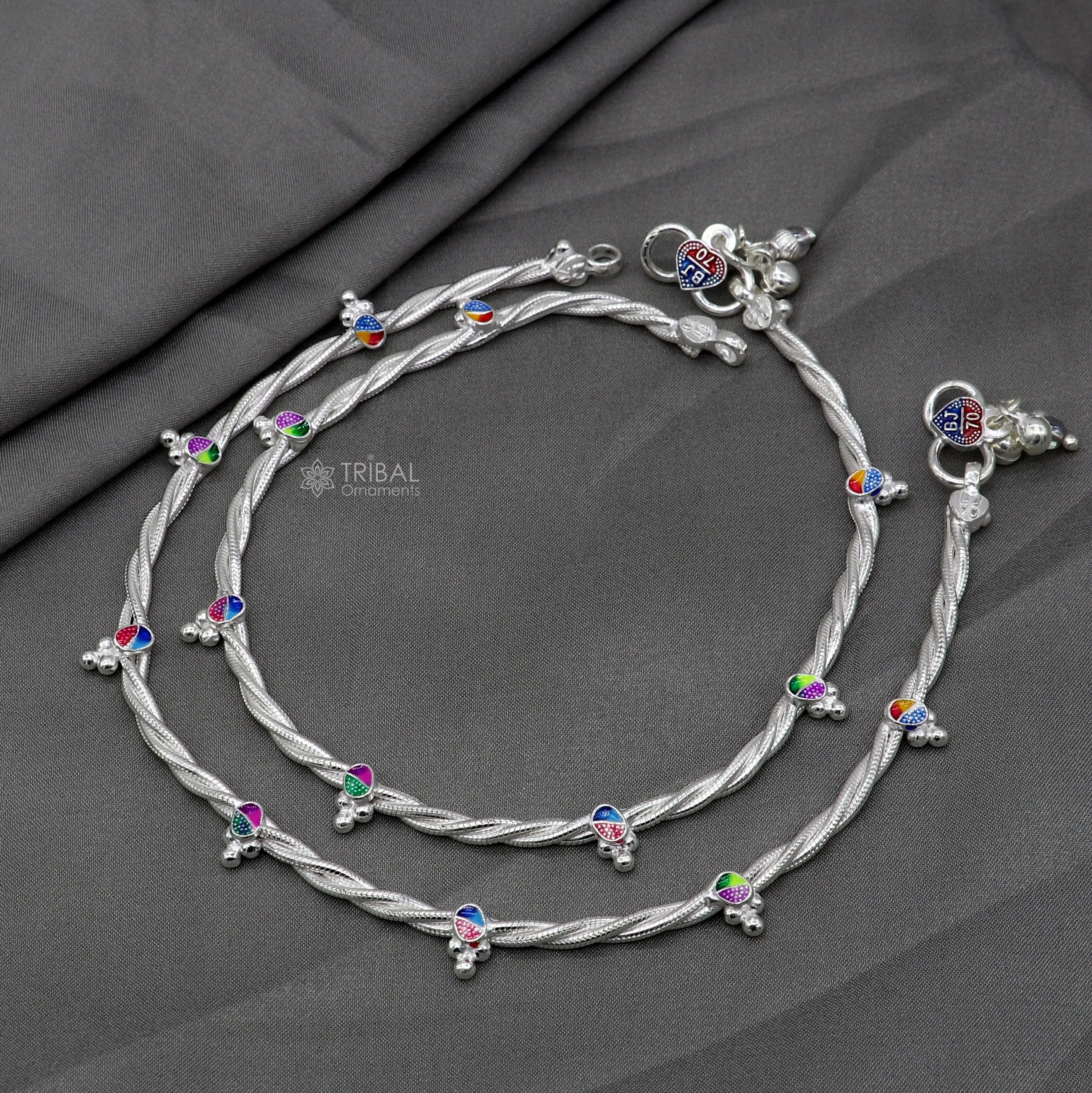 925 sterling silver handmade stylish twisted design anklets amazing Ankle bracelet for gifting belly dance jewelry ank637