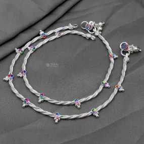 925 sterling silver handmade stylish twisted design anklets amazing Ankle bracelet for gifting belly dance jewelry ank637