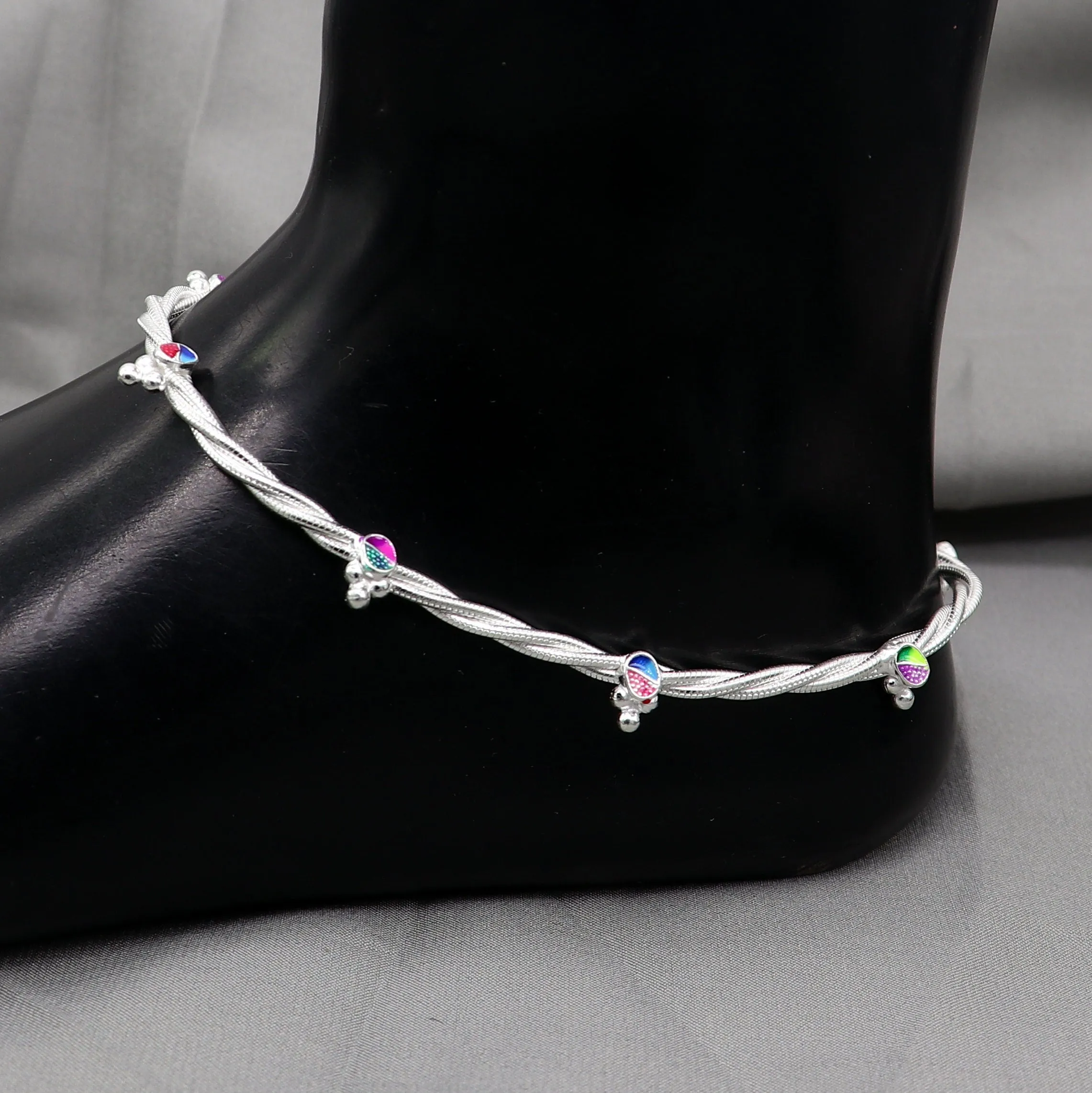 925 sterling silver handmade stylish twisted design anklets amazing Ankle bracelet for gifting belly dance jewelry ank637