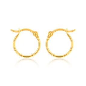 9ct Yellow Gold Polish 10mm Hoop Earring