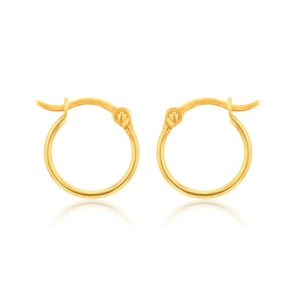9ct Yellow Gold Polish 10mm Hoop Earring