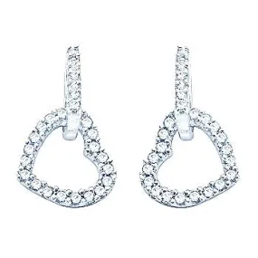 9K White Gold Diamond Set Heart Drop Earrings 0.50 CTW