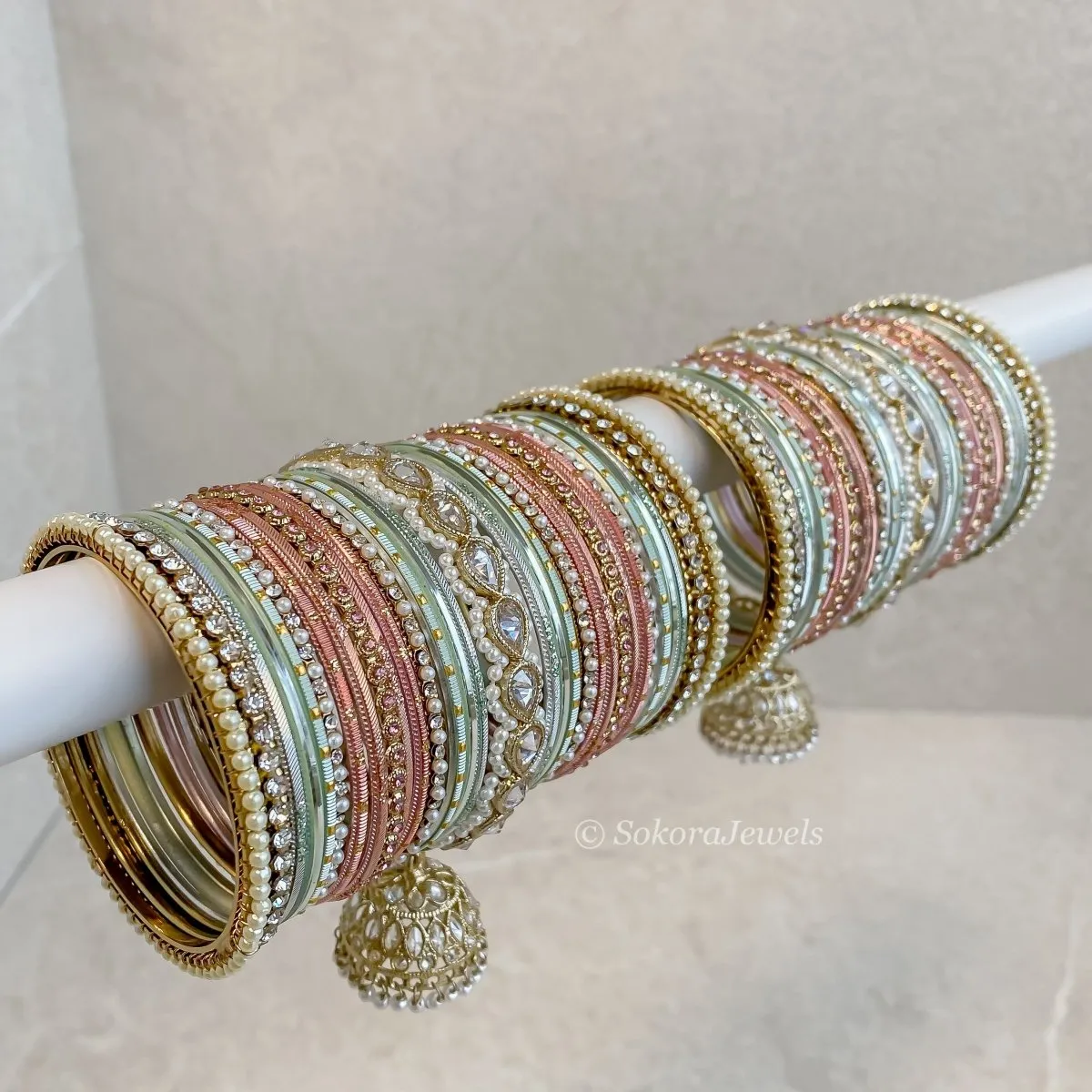 Aafiya Bridal Bangle Set - Pastels/Clear