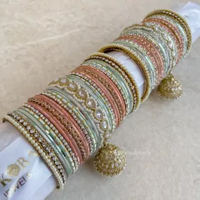 Aafiya Bridal Bangle Set - Pastels/Clear