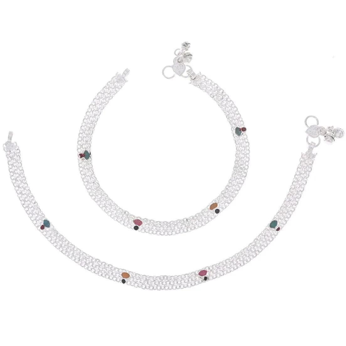 AanyaCentric Silver Plated Traditional Anklets Payal - Classic and Stylish for Women and Girls